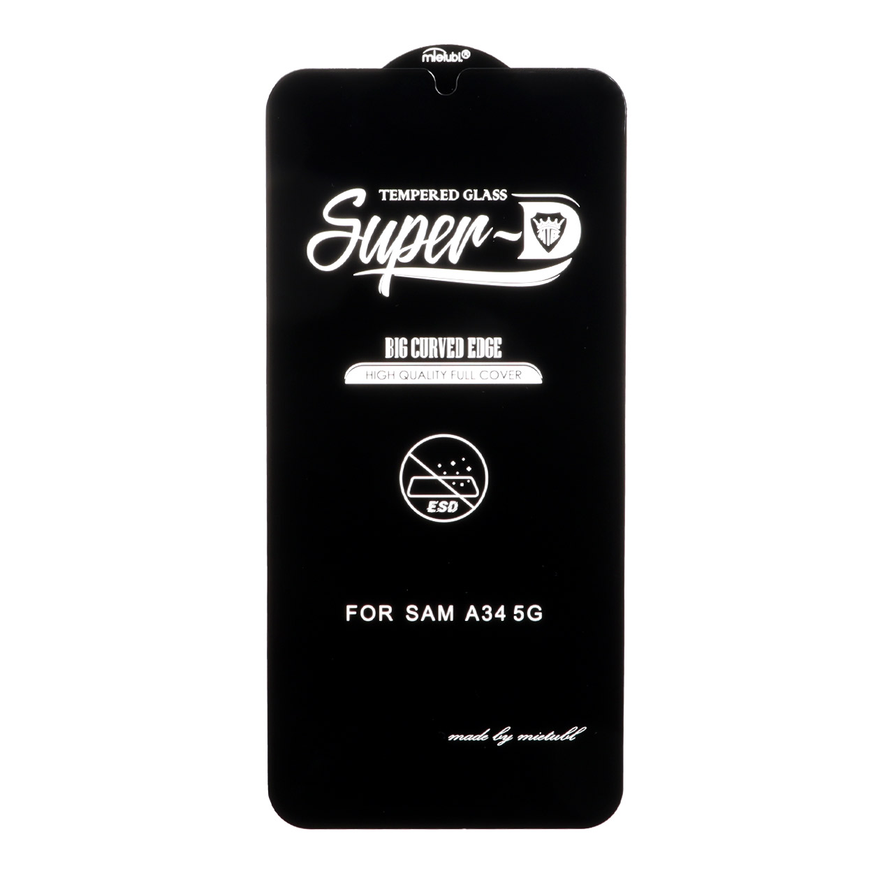 محافظ صفحه نمایش شیشه ای Samsung Galaxy A34 - Full Cover Super D Mietubl - ESD - مشکی (بدون پک) - NTC ORG